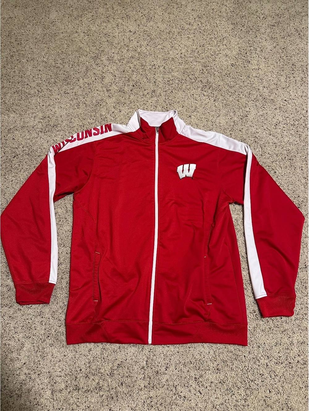 Wisconsin Red and White Track Jacket Large